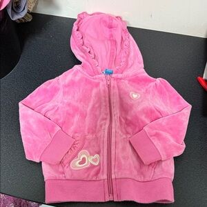 Place Pink Fleece Jacket with Heart Accents Y2K